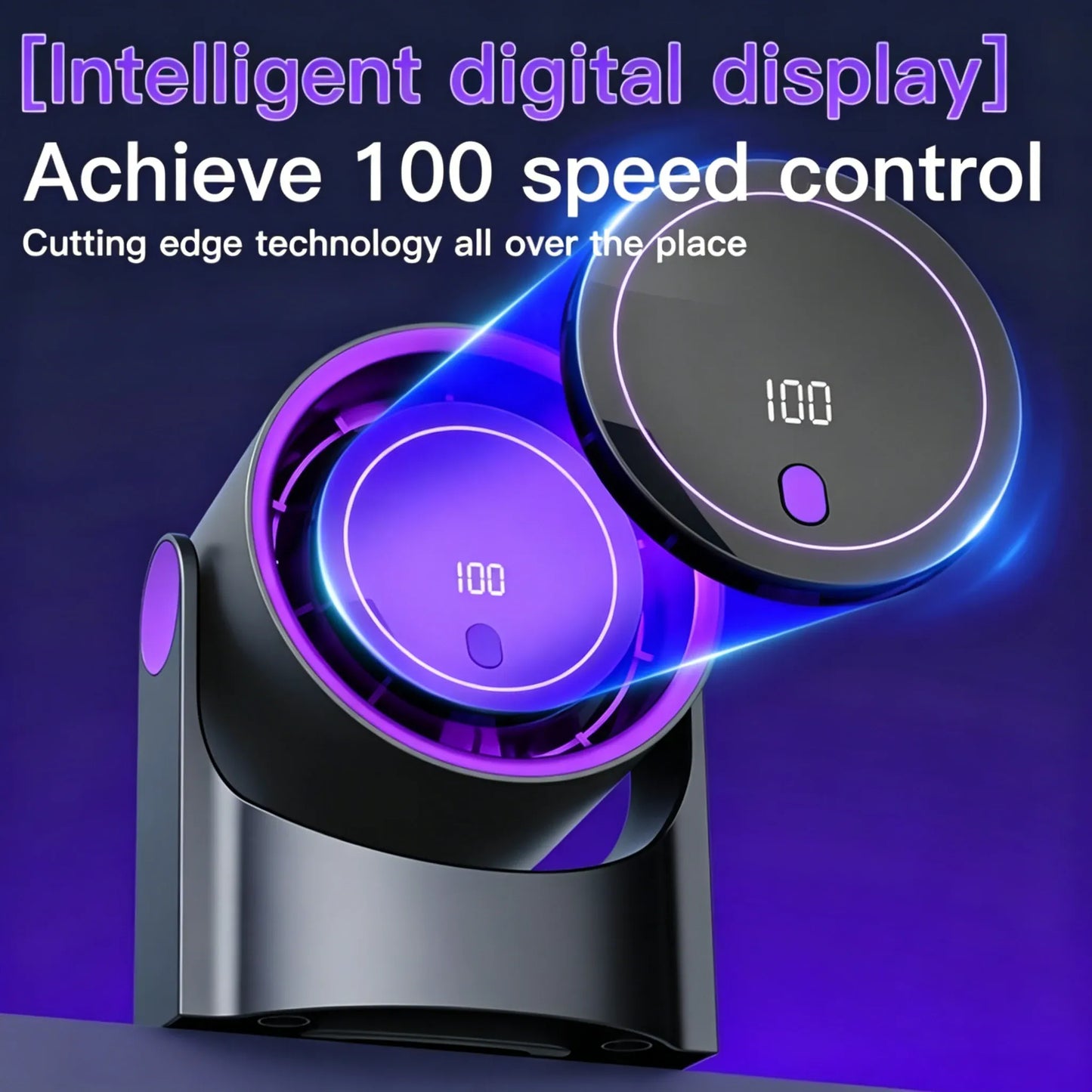 Portable Bladeless Fan 1200mAh Rechargeable 100 Speeds Timer | Wahooly Portable Bladeless Fan – 1200mAh Rechargeable, 100 Speeds, Timer & Wall Mount