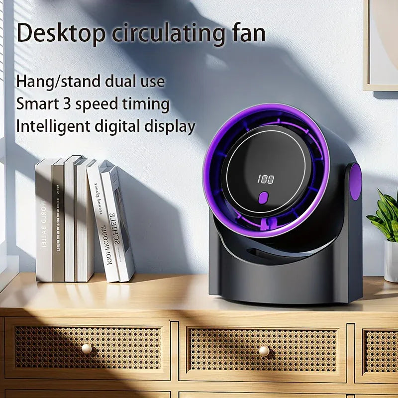 Portable Bladeless Fan 1200mAh Rechargeable 100 Speeds Timer | Wahooly Portable Bladeless Fan – 1200mAh Rechargeable, 100 Speeds, Timer & Wall Mount