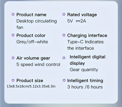 Portable Bladeless Fan 1200mAh Rechargeable 100 Speeds Timer | Wahooly Portable Bladeless Fan – 1200mAh Rechargeable, 100 Speeds, Timer & Wall Mount