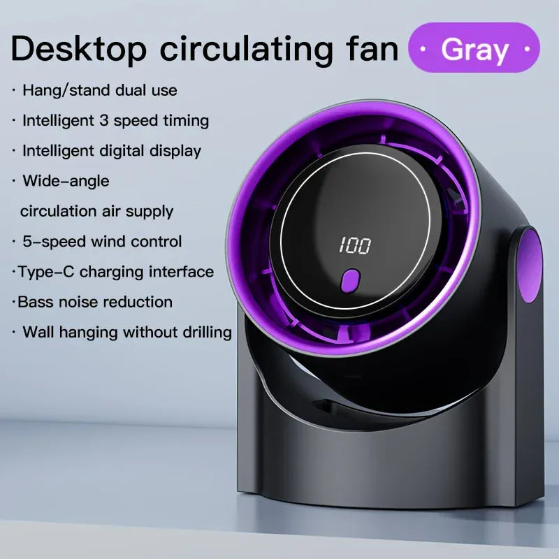 Portable Bladeless Fan 1200mAh Rechargeable 100 Speeds Timer | Wahooly Portable Bladeless Fan – 1200mAh Rechargeable, 100 Speeds, Timer & Wall Mount