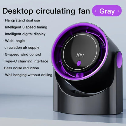 Portable Bladeless Fan 1200mAh Rechargeable 100 Speeds Timer | Wahooly Portable Bladeless Fan – 1200mAh Rechargeable, 100 Speeds, Timer & Wall Mount