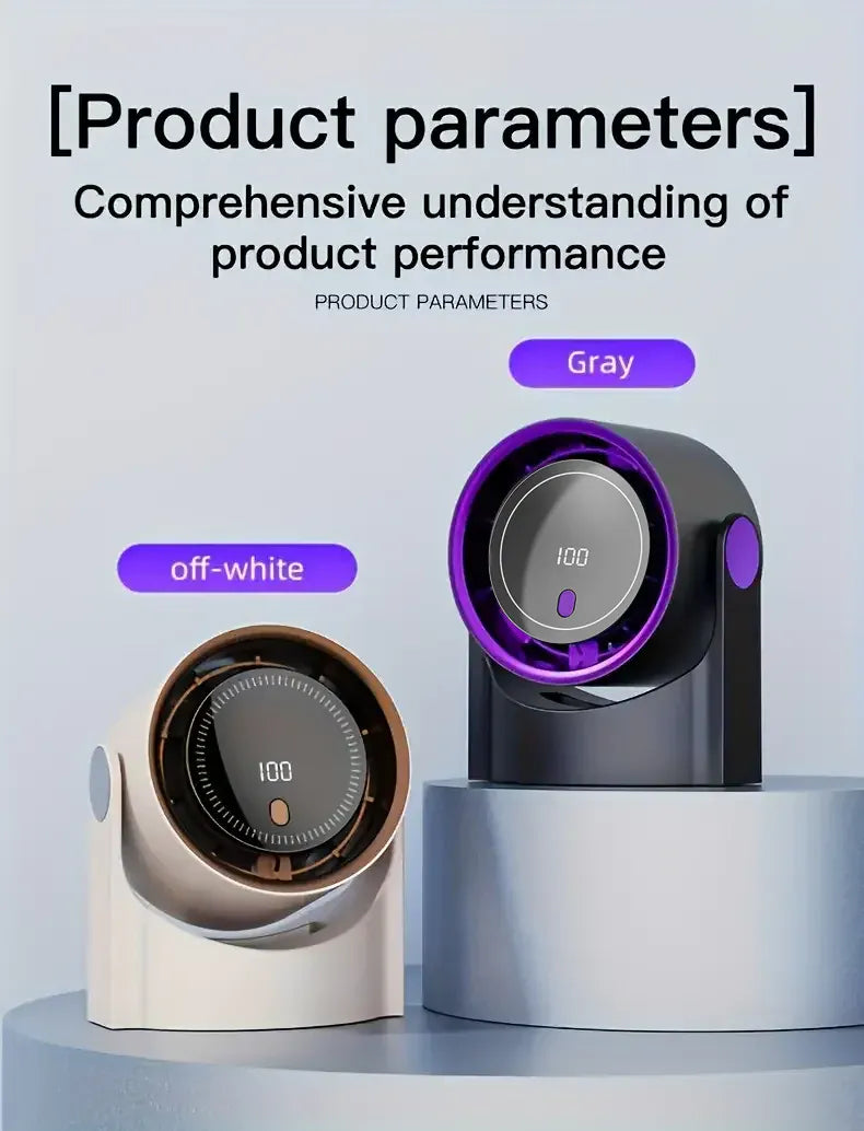 Portable Bladeless Fan 1200mAh Rechargeable 100 Speeds Timer | Wahooly Portable Bladeless Fan – 1200mAh Rechargeable, 100 Speeds, Timer & Wall Mount