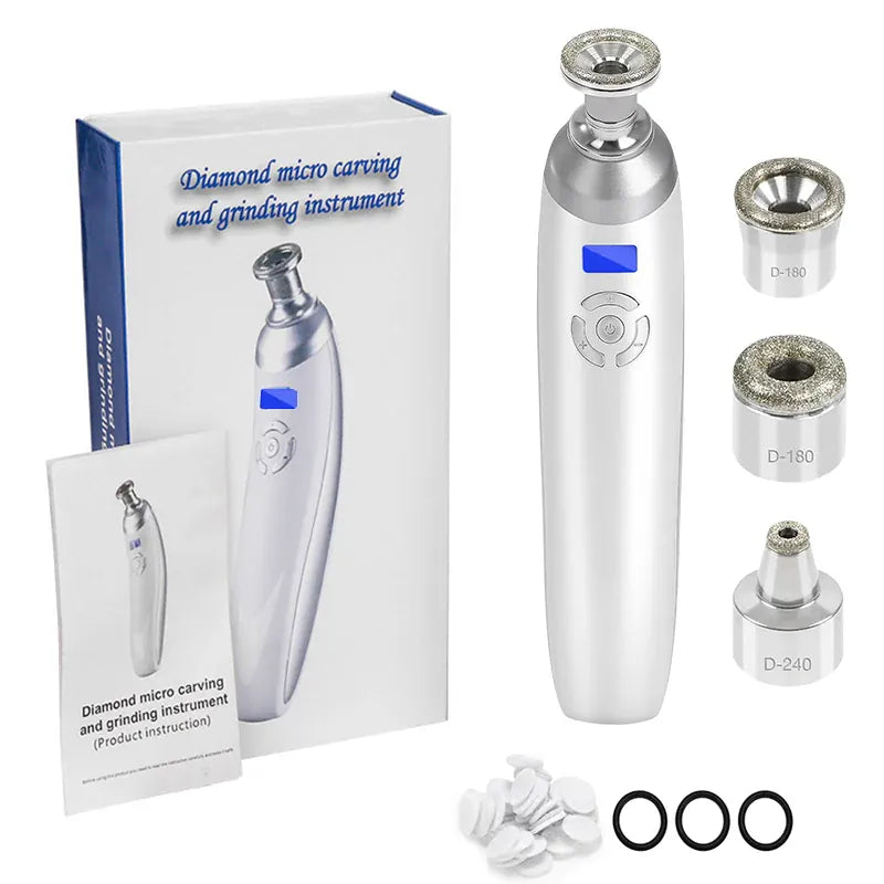 Portable Diamond Microdermabrasion Machine | Exfoliation & Blackhead Removal — Wahooly Portable Diamond Microdermabrasion Machine | Facial Exfoliation, Blackhead Removal & Skin Tightening | Rechargeable with 4 Tips