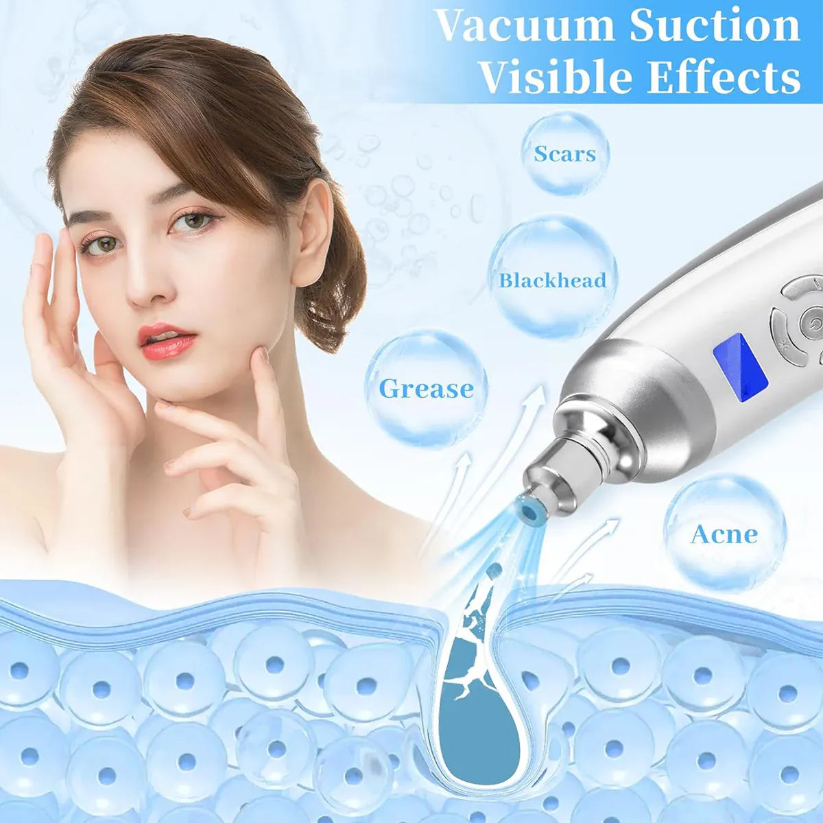 Portable Diamond Microdermabrasion Machine | Exfoliation & Blackhead Removal — Wahooly Portable Diamond Microdermabrasion Machine | Facial Exfoliation, Blackhead Removal & Skin Tightening | Rechargeable with 4 Tips