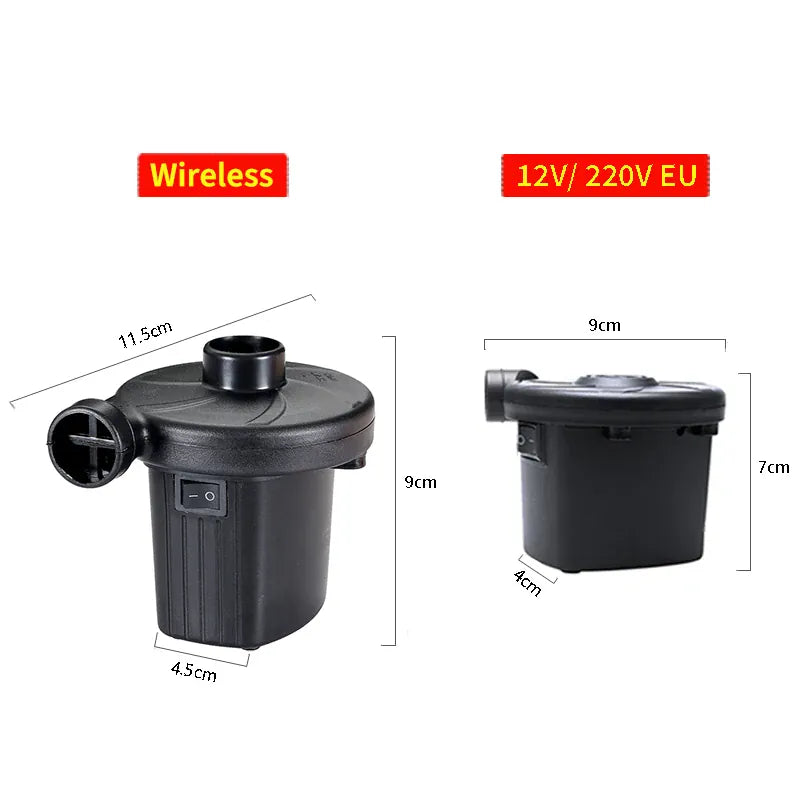 Portable Electric Air Pump – Fast Inflatable Compressor 12V Car, 220V Home & Wireless | Wahooly Portable Electric Air Pump – Fast Inflatable Compressor with 3 Nozzles | 12V Car, 220V Home & Wireless