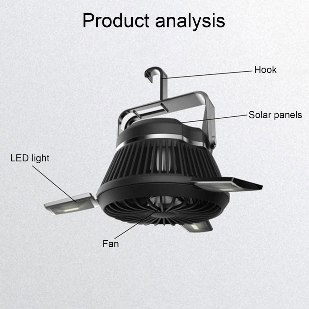 Portable Foldable Fan LED Solar Camping Lantern with Hook Portable Foldable Fan LED Solar Camping Lantern with Hook
