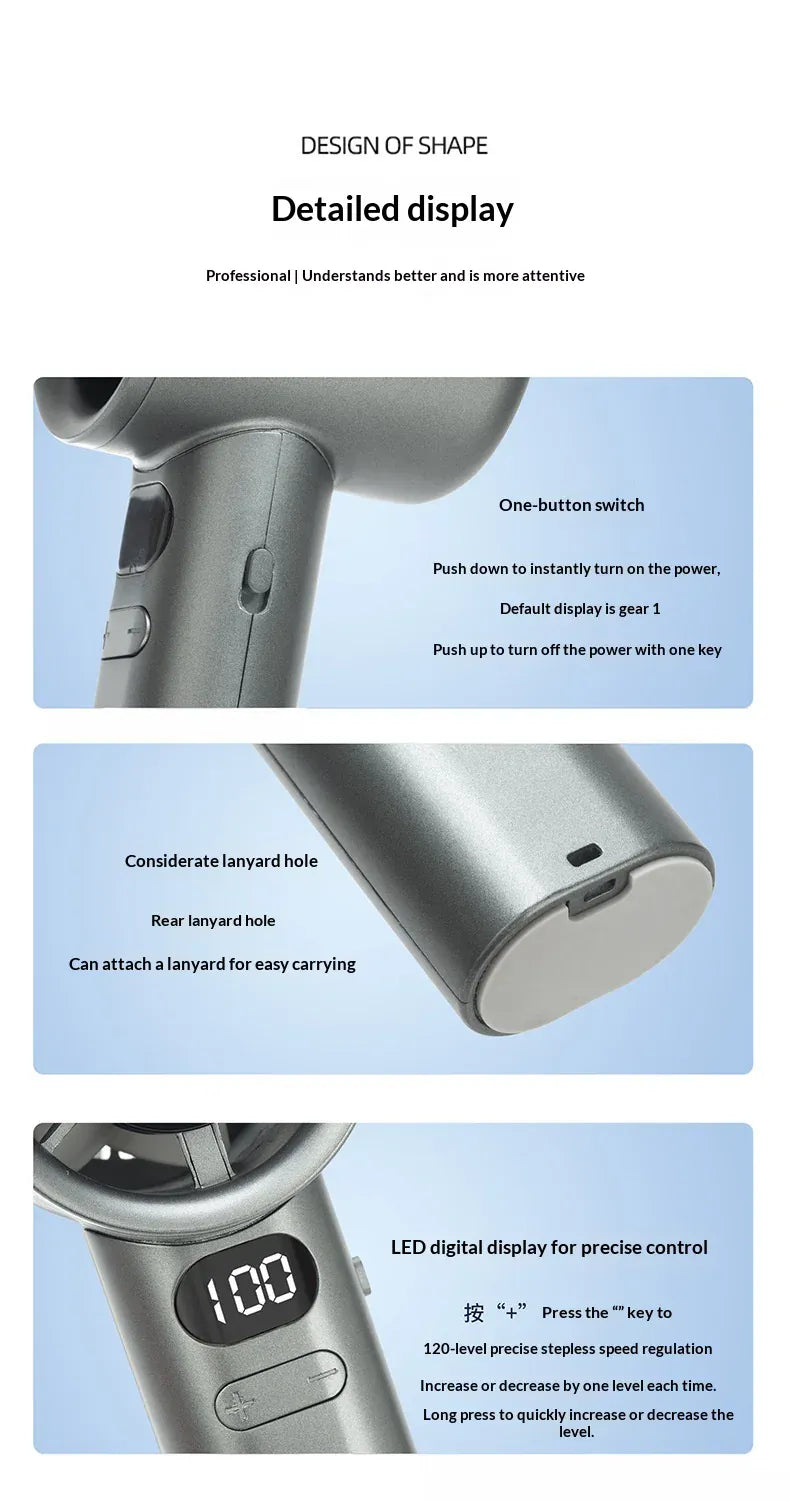 Portable Handheld Ice Cooling Fan | USB Rechargeable | 6-Hour Battery | 120-Speed Portable Handheld Ice Cooling Fan — USB Rechargeable, 6-Hour Battery, 120-Speed Control