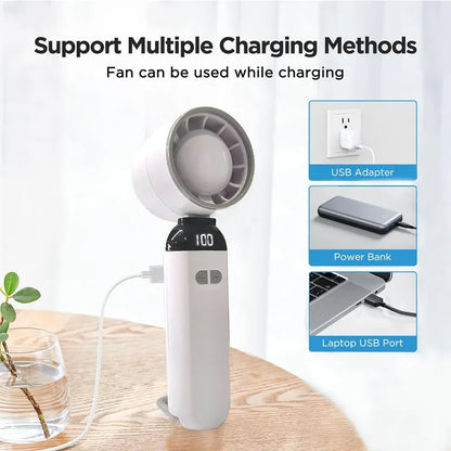 Bladeless Handheld Mini Fan USB Rechargeable Mist Cooling | Wahooly Portable Handheld Mini Fan — USB Rechargeable, Bladeless Cooling with Skin Mist for Travel & Outdoor