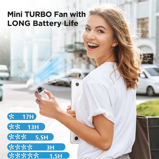 Bladeless Handheld Mini Fan USB Rechargeable Mist Cooling | Wahooly Portable Handheld Mini Fan — USB Rechargeable, Bladeless Cooling with Skin Mist for Travel & Outdoor