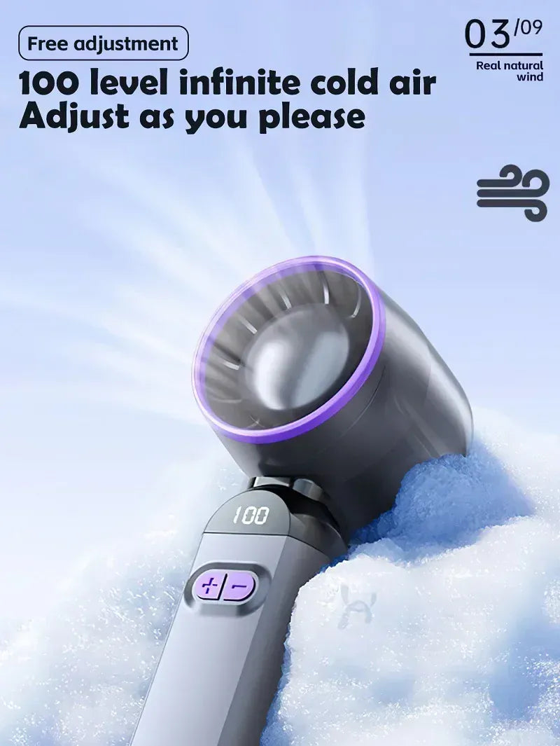 Bladeless Handheld Mini Fan USB Rechargeable Mist Cooling | Wahooly Portable Handheld Mini Fan — USB Rechargeable, Bladeless Cooling with Skin Mist for Travel & Outdoor