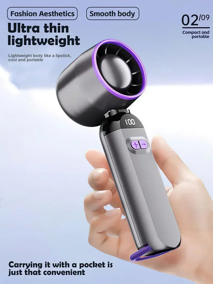 Bladeless Handheld Mini Fan USB Rechargeable Mist Cooling | Wahooly Portable Handheld Mini Fan — USB Rechargeable, Bladeless Cooling with Skin Mist for Travel & Outdoor