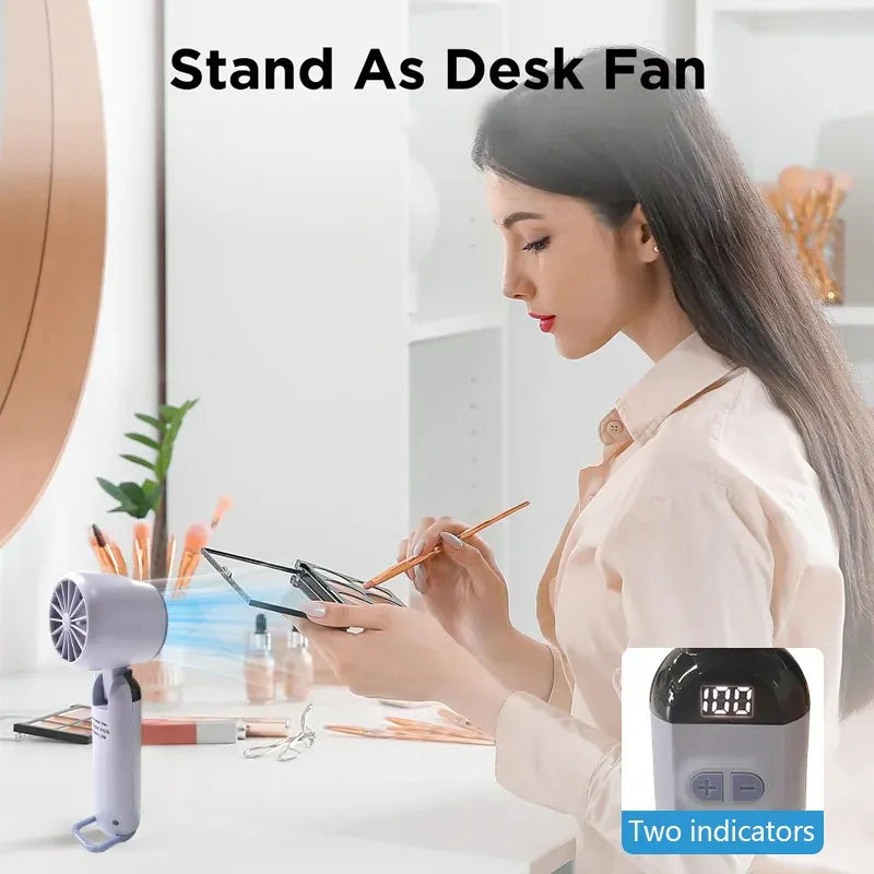 Bladeless Handheld Mini Fan USB Rechargeable Mist Cooling | Wahooly Portable Handheld Mini Fan — USB Rechargeable, Bladeless Cooling with Skin Mist for Travel & Outdoor