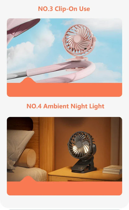 Portable Mini Cooler Fan 720°Rotatable Clip Fan Built In Night Lamp USB Rechargeable Personal Fan For Outdoor Camping Ventilador Portable Mini Cooler Fan 720°Rotatable Clip Fan Built In Night Lamp USB Rechargeable Personal Fan For Outdoor Camping Ventilador