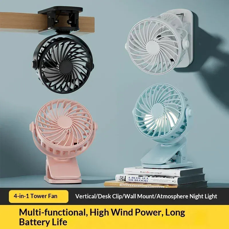 Portable Mini Cooler Fan 720°Rotatable Clip Fan Built In Night Lamp USB Rechargeable Personal Fan For Outdoor Camping Ventilador Portable Mini Cooler Fan 720°Rotatable Clip Fan Built In Night Lamp USB Rechargeable Personal Fan For Outdoor Camping Ventilador
