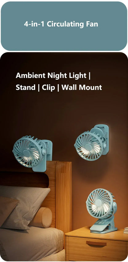 Portable Mini Cooler Fan 720°Rotatable Clip Fan Built In Night Lamp USB Rechargeable Personal Fan For Outdoor Camping Ventilador Portable Mini Cooler Fan 720°Rotatable Clip Fan Built In Night Lamp USB Rechargeable Personal Fan For Outdoor Camping Ventilador