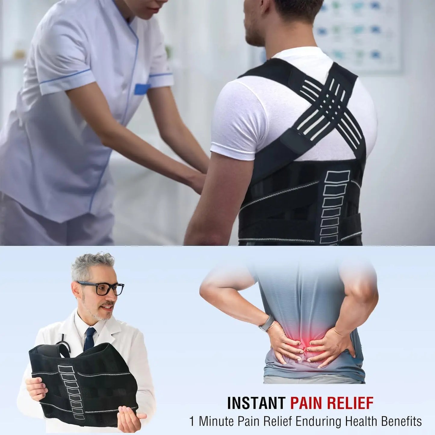 Professional Posture Corrector - Spine Alignment Back Brace | Wahooly Posture Corrector for Men and Women, Adjustable Shoulder Posture Brace, Back Straightener Posture, Used for Middle Upper Spine