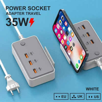 Power Strip Electrical Socket Total 35W US/EU/UK 3USB Power Strip Electrical Socket Total 35W US/EU/UK 3USB