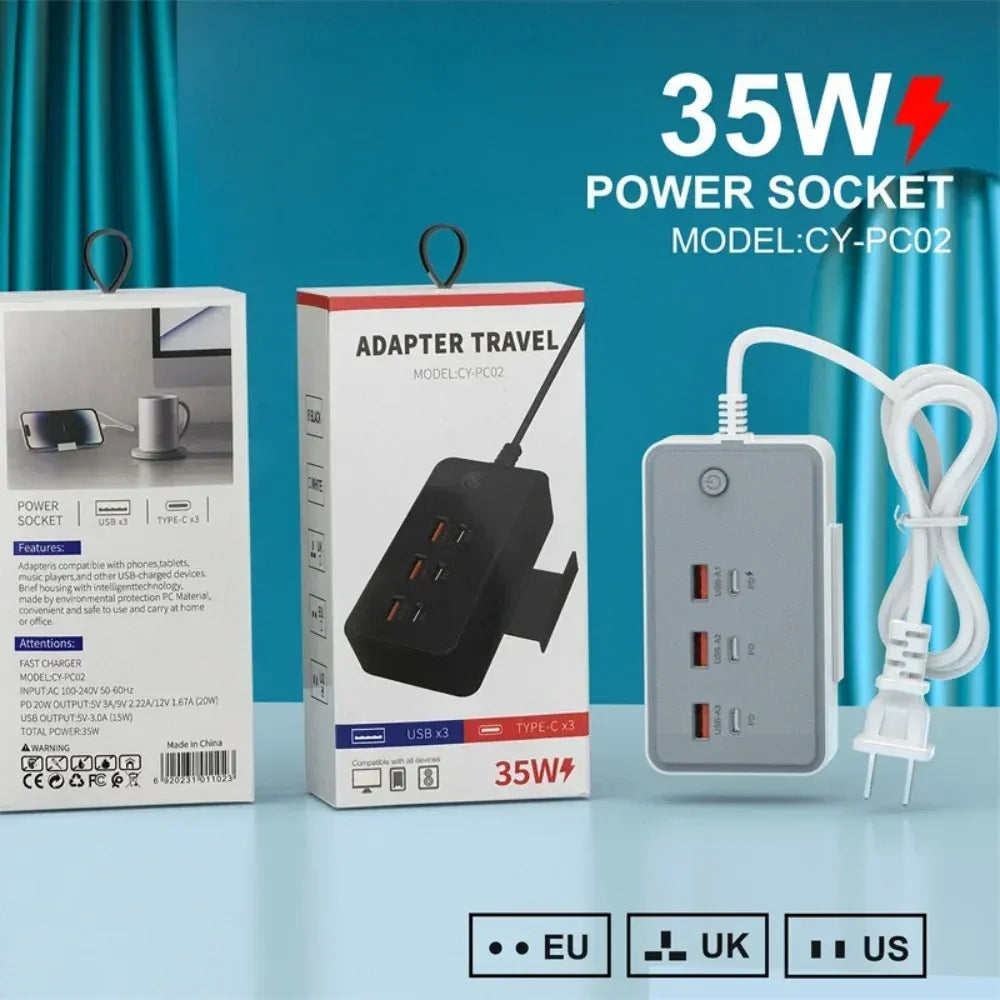 Power Strip Electrical Socket Total 35W US/EU/UK 3USB Power Strip Electrical Socket Total 35W US/EU/UK 3USB
