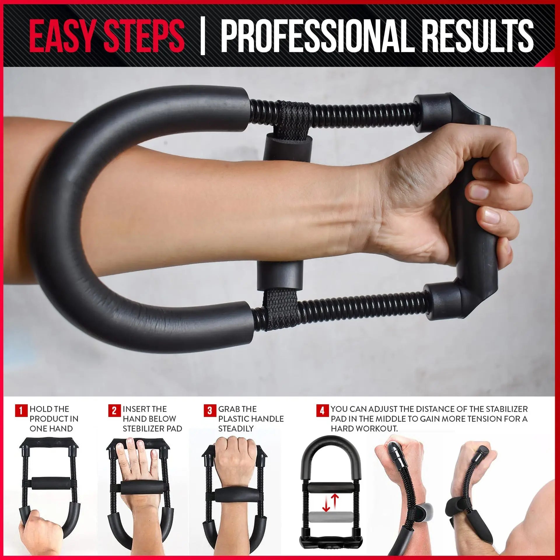 Power Wrist Trainer Grip Strength Equipment Adjustable Hand Exerciser For Forearm Muscle Home Gym Fitness Non-Slip Durable Power Wrist Trainer Grip Strength Equipment Adjustable Hand Exerciser For Forearm Muscle Home Gym Fitness Non-Slip Durable