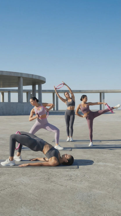 Monochrome Fitness Ring | Yoga Pilates Ring for Home Exercise, Resistance Elastic Gym Workout, Body Stretch Ring