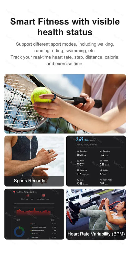 R09 Smart Ring - Couple Health Monitor with 5ATM Waterproof | Wahooly R09 Rings Women's Men Couple Health Monitor Steps Qring APP Smartring Electronics Devices Waterproof Remote Control Android Ios