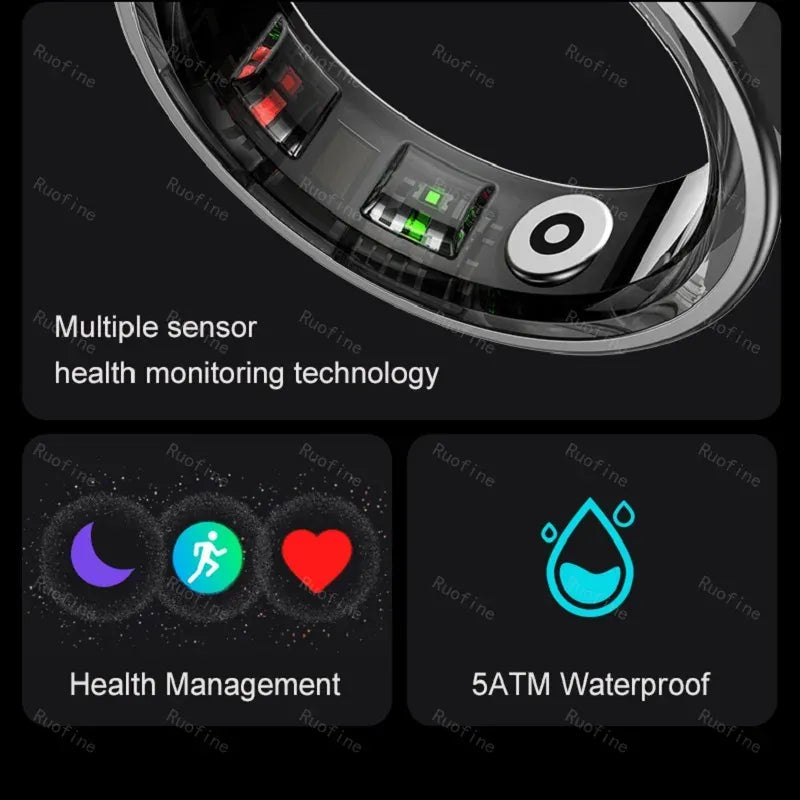 R09 Smart Ring - Couple Health Monitor with 5ATM Waterproof | Wahooly R09 Rings Women's Men Couple Health Monitor Steps Qring APP Smartring Electronics Devices Waterproof Remote Control Android Ios