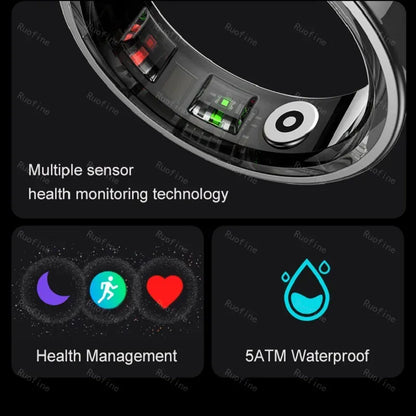R09 Smart Ring - Couple Health Monitor with 5ATM Waterproof | Wahooly R09 Rings Women's Men Couple Health Monitor Steps Qring APP Smartring Electronics Devices Waterproof Remote Control Android Ios