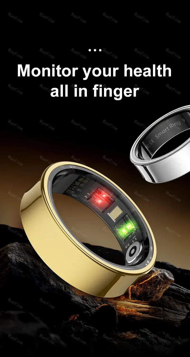 R09 Smart Ring - Couple Health Monitor with 5ATM Waterproof | Wahooly R09 Rings Women's Men Couple Health Monitor Steps Qring APP Smartring Electronics Devices Waterproof Remote Control Android Ios