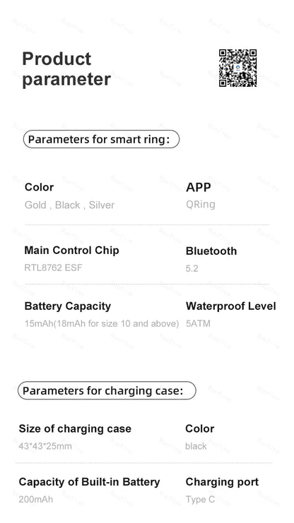 R09 Smart Ring - Couple Health Monitor with 5ATM Waterproof | Wahooly R09 Rings Women's Men Couple Health Monitor Steps Qring APP Smartring Electronics Devices Waterproof Remote Control Android Ios