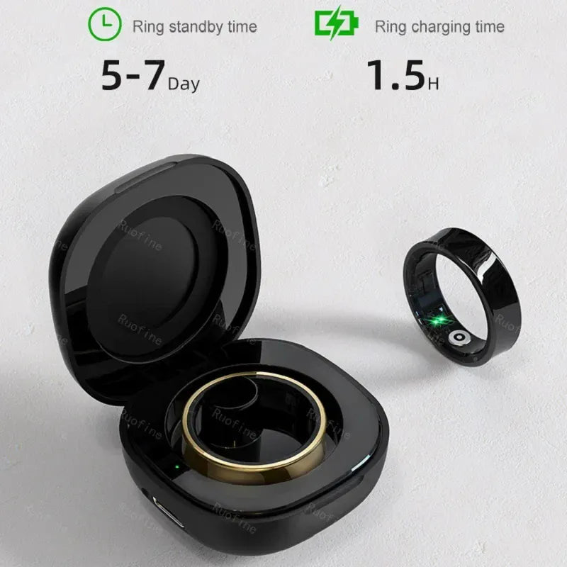 R09 Smart Ring - Couple Health Monitor with 5ATM Waterproof | Wahooly R09 Rings Women's Men Couple Health Monitor Steps Qring APP Smartring Electronics Devices Waterproof Remote Control Android Ios