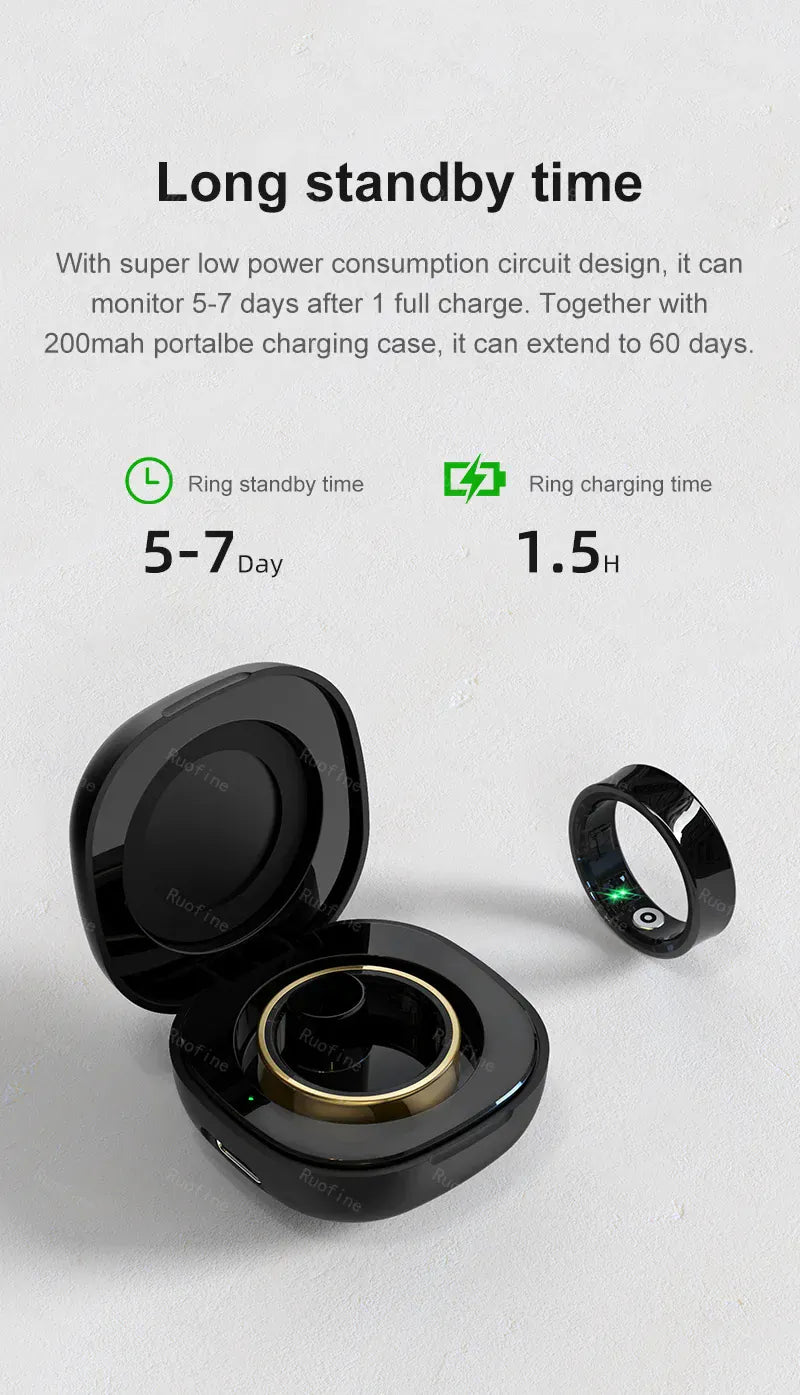 R09 Smart Ring - Couple Health Monitor with 5ATM Waterproof | Wahooly R09 Rings Women's Men Couple Health Monitor Steps Qring APP Smartring Electronics Devices Waterproof Remote Control Android Ios