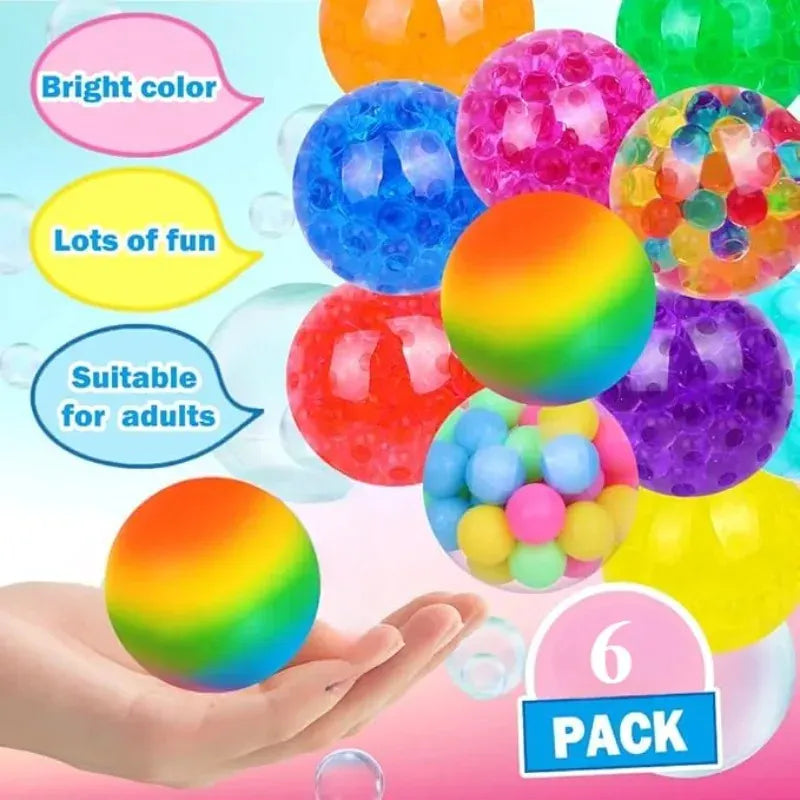 Rainbow Squeeze Stress Balls Set of 6 | Sensory Fidget Balls for Anxiety Relief Rainbow Squeeze Stress Balls Set of 6 | Sensory Fidget Balls for Anxiety Relief