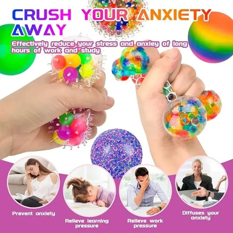 Rainbow Squeeze Stress Balls Set of 6 | Sensory Fidget Balls for Anxiety Relief Rainbow Squeeze Stress Balls Set of 6 | Sensory Fidget Balls for Anxiety Relief
