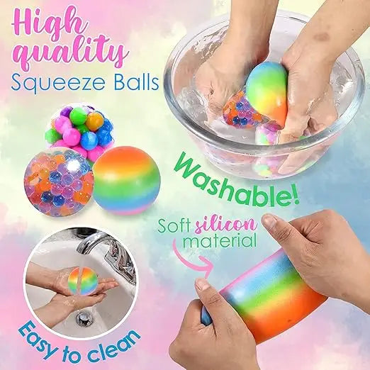 Rainbow Squeeze Stress Balls Set of 6 | Sensory Fidget Balls for Anxiety Relief Rainbow Squeeze Stress Balls Set of 6 | Sensory Fidget Balls for Anxiety Relief