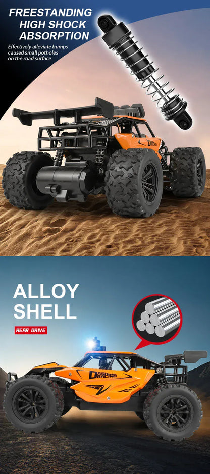 RC Alloy Car 1:16 Scale 2WD Off-Road Remote Control Car with LED Lights And 20KM/H High Speed For Kids Boys Girls Gifts Toys RC Alloy Car 1:16 Scale 2WD Off-Road Remote Control Car with LED Lights And 20KM/H High Speed For Kids Boys Girls Gifts Toys