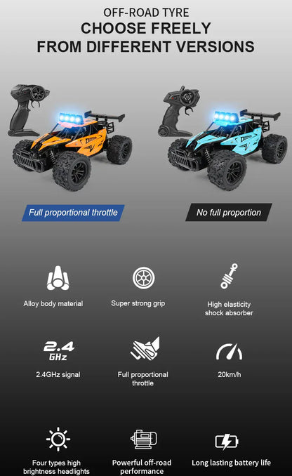 RC Alloy Car 1:16 Scale 2WD Off-Road Remote Control Car with LED Lights And 20KM/H High Speed For Kids Boys Girls Gifts Toys RC Alloy Car 1:16 Scale 2WD Off-Road Remote Control Car with LED Lights And 20KM/H High Speed For Kids Boys Girls Gifts Toys
