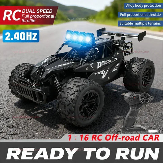 RC Alloy Car 1:16 Scale 2WD Off-Road Remote Control Car with LED Lights And 20KM/H High Speed For Kids Boys Girls Gifts Toys RC Alloy Car 1:16 Scale 2WD Off-Road Remote Control Car with LED Lights And 20KM/H High Speed For Kids Boys Girls Gifts Toys