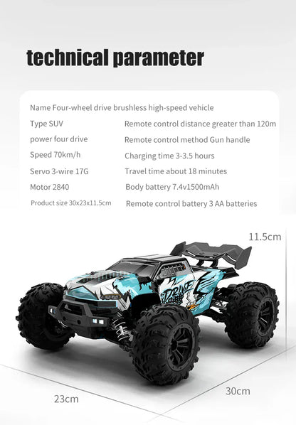 Rc Car Off Road 4x4 High Speed 70KM/H Remote Control Car with LED Headlight Brushless 4WD 1/16 Monster Truck Toys for Boys Gift Rc Car Off Road 4x4 High Speed 70KM/H Remote Control Car with LED Headlight Brushless 4WD 1/16 Monster Truck Toys for Boys Gift