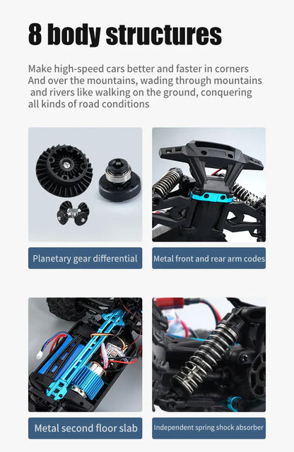 Rc Car Off Road 4x4 High Speed 70KM/H Remote Control Car with LED Headlight Brushless 4WD 1/16 Monster Truck Toys for Boys Gift Rc Car Off Road 4x4 High Speed 70KM/H Remote Control Car with LED Headlight Brushless 4WD 1/16 Monster Truck Toys for Boys Gift