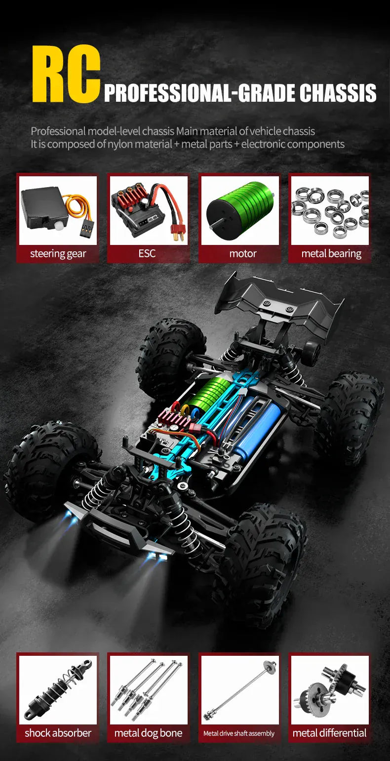 Rc Car Off Road 4x4 High Speed 70KM/H Remote Control Car with LED Headlight Brushless 4WD 1/16 Monster Truck Toys for Boys Gift Rc Car Off Road 4x4 High Speed 70KM/H Remote Control Car with LED Headlight Brushless 4WD 1/16 Monster Truck Toys for Boys Gift