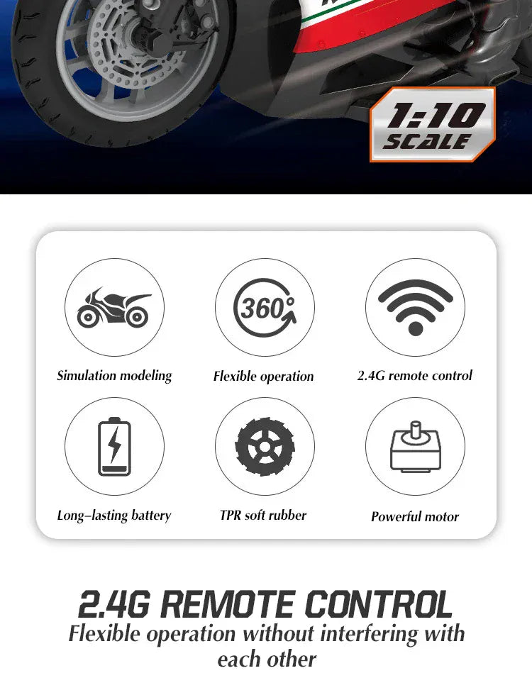 RC Motorcycles 1:6 1:10 Electric Motor RC Cars High Speed 4CH Remote Control Racing Motorcycle Drift Car Kids Xmas Festival Gift RC Motorcycles 1:6 1:10 Electric Motor RC Cars High Speed 4CH Remote Control Racing Motorcycle Drift Car Kids Xmas Festival Gift