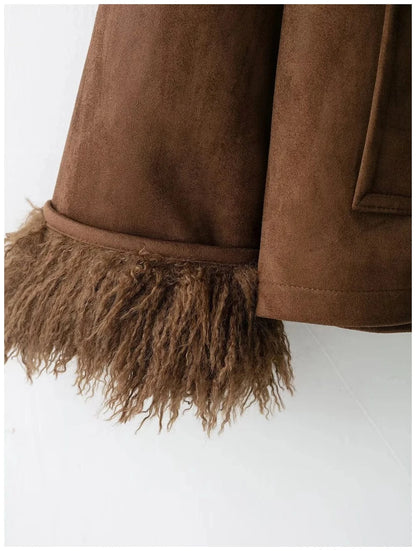 RECJI Womens Jacket Coat Faux Fur Effect Long Sleeve Fur Collar Short Jacket Fashionable And Versatile Winter Essential Item RECJI Womens Jacket Coat Faux Fur Effect Long Sleeve Fur Collar Short Jacket Fashionable And Versatile Winter Essential Item