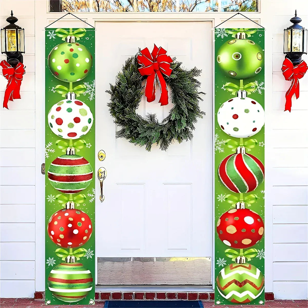 Red and green holiday decorations Red and green holiday decorations