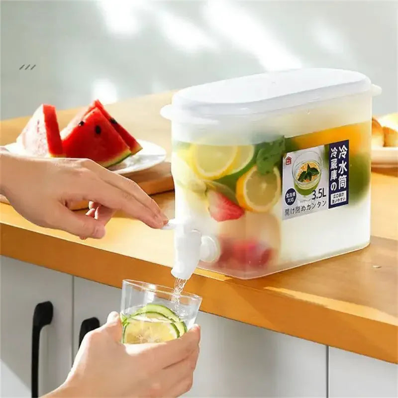 3.5L Refrigerator Beverage Dispenser with Faucet - Cold Water Kettle | Wahooly Refrigerator Cold Kettle with Faucet  Bottle Drinkware Kettle Pot Beverage Dispenser Cool Water Bucket Kitchen Tool Fruit Jugs