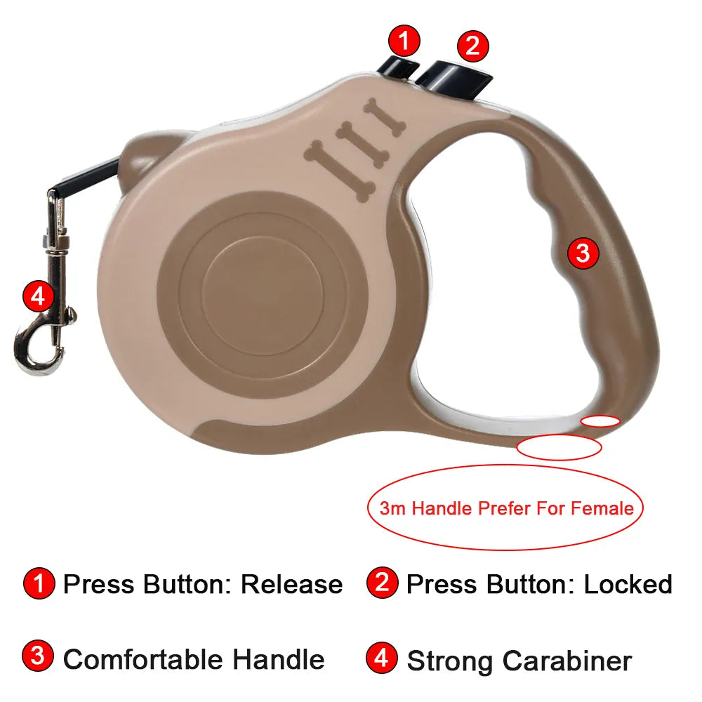 Retractable Nylon Dog Leash 3m 5m – Small & Medium Dogs | Wahooly Retractable Nylon Dog Leash – 3m & 5m | Small to Medium Dogs