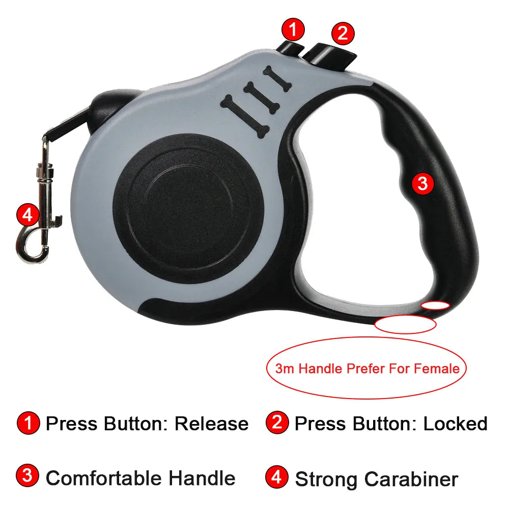 Retractable Nylon Dog Leash 3m 5m – Small & Medium Dogs | Wahooly Retractable Nylon Dog Leash – 3m & 5m | Small to Medium Dogs