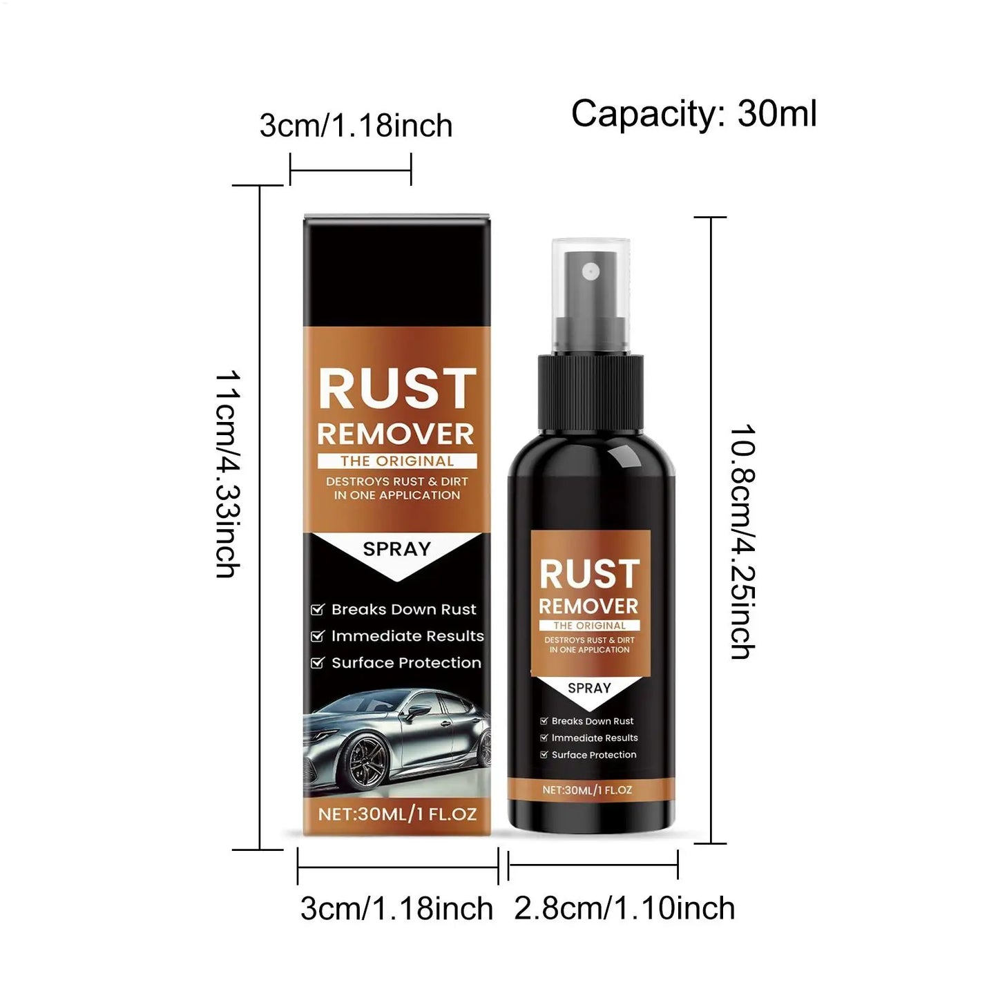 Rust Remover Spray Automotive Rust Remover Effective Concentrated 1 Fl.oz Fast-Acting Long-Lasting Cleaner for Household Rust Remover Spray Automotive Rust Remover Effective Concentrated 1 Fl.oz Fast-Acting Long-Lasting Cleaner for Household