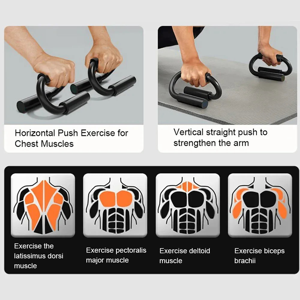 S-type push up support anti-skid foam handle thickened steel pipe household fitness equipment pectoral muscle training equipment S-type push up support anti-skid foam handle thickened steel pipe household fitness equipment pectoral muscle training equipment