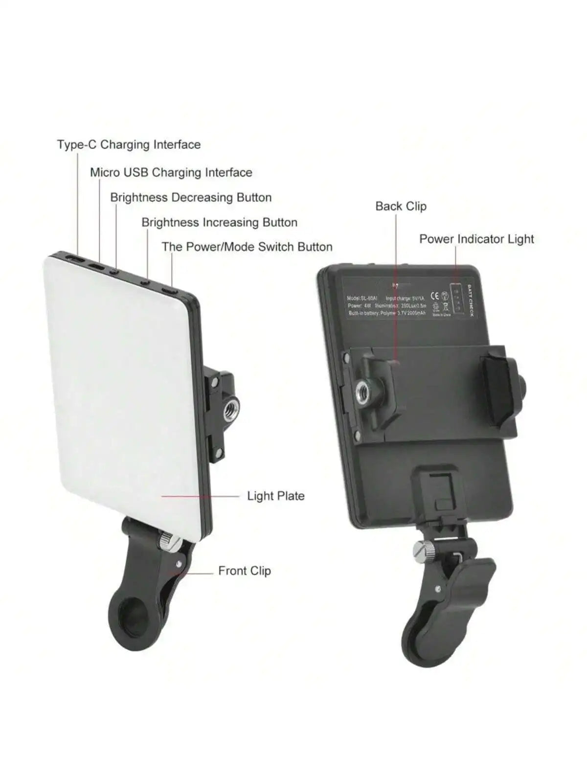 Selfie Light For Phone, Laptop, Tablets Camera Photography Video, With Front & Back Clip, Adjusted 3 LightModes For Phone, lPhon Selfie Light For Phone, Laptop, Tablets Camera Photography Video, With Front & Back Clip, Adjusted 3 LightModes For Phone, lPhon