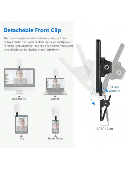 Selfie Light For Phone, Laptop, Tablets Camera Photography Video, With Front & Back Clip, Adjusted 3 LightModes For Phone, lPhon Selfie Light For Phone, Laptop, Tablets Camera Photography Video, With Front & Back Clip, Adjusted 3 LightModes For Phone, lPhon